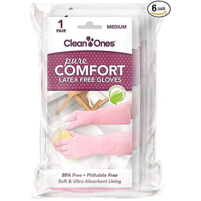 Clean Ones Pure Comfort Latex Free Vinyl Gloves - Medium 6pr