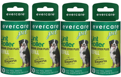 Evercare Extra Sticky Pet Lint Roller Refill 60 sheets - Pack of 4