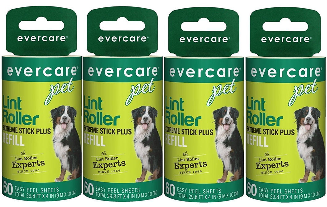 Evercare Extra Sticky Pet Lint Roller Refill 60 sheets - Pack of 4